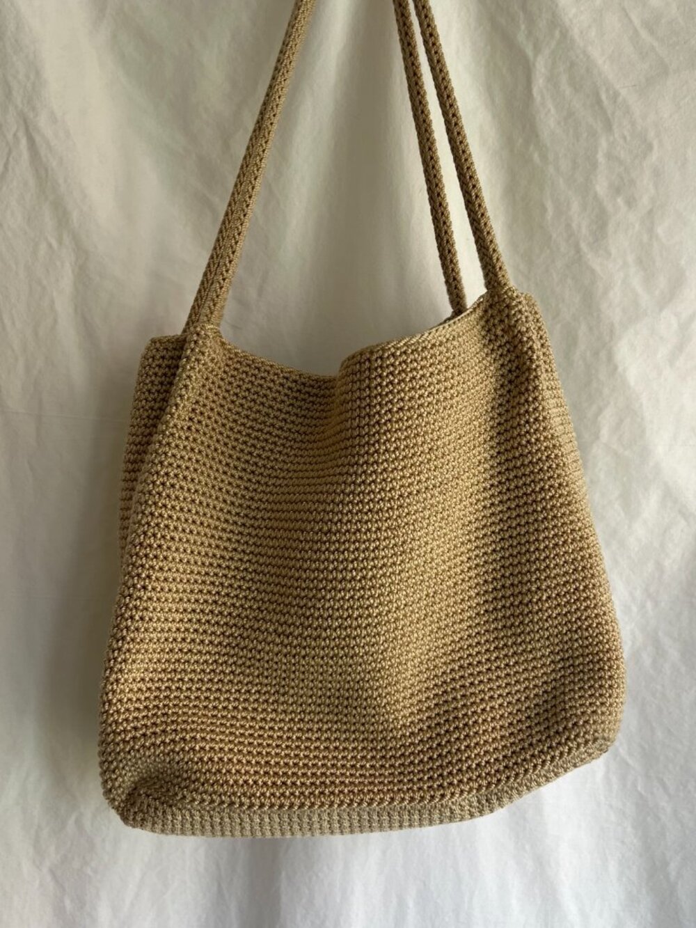 The Sak Original Crochet Tote Bag Beige Woven Shoulder Purse - Picture 7 of 7